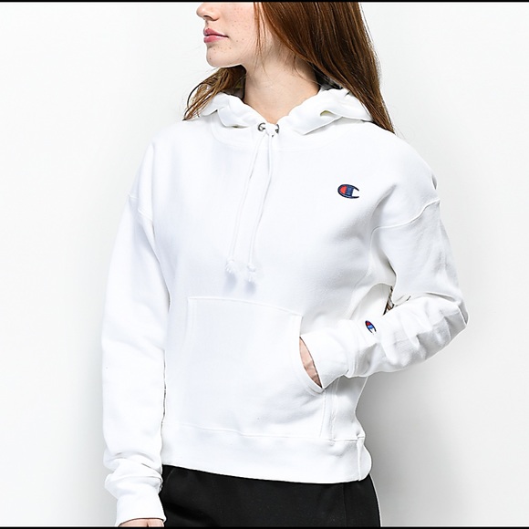 Champion Sweaters - CHAMPION REVERSE WEAVE HOODIE WHITE